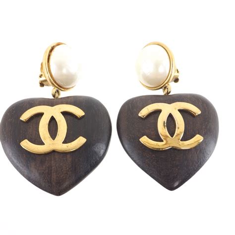 chanel wood heart earrings|chanel earrings official site.